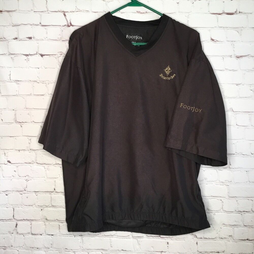 FJ‎ Footjoy Shirt Mens size L Golf Black Pullover Jacket Windshield Short Sleeve